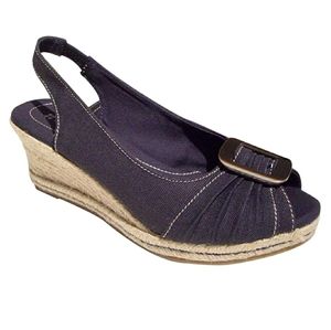 Naturalizer Navy canvas wedge sandal sz 10.5 NWOT